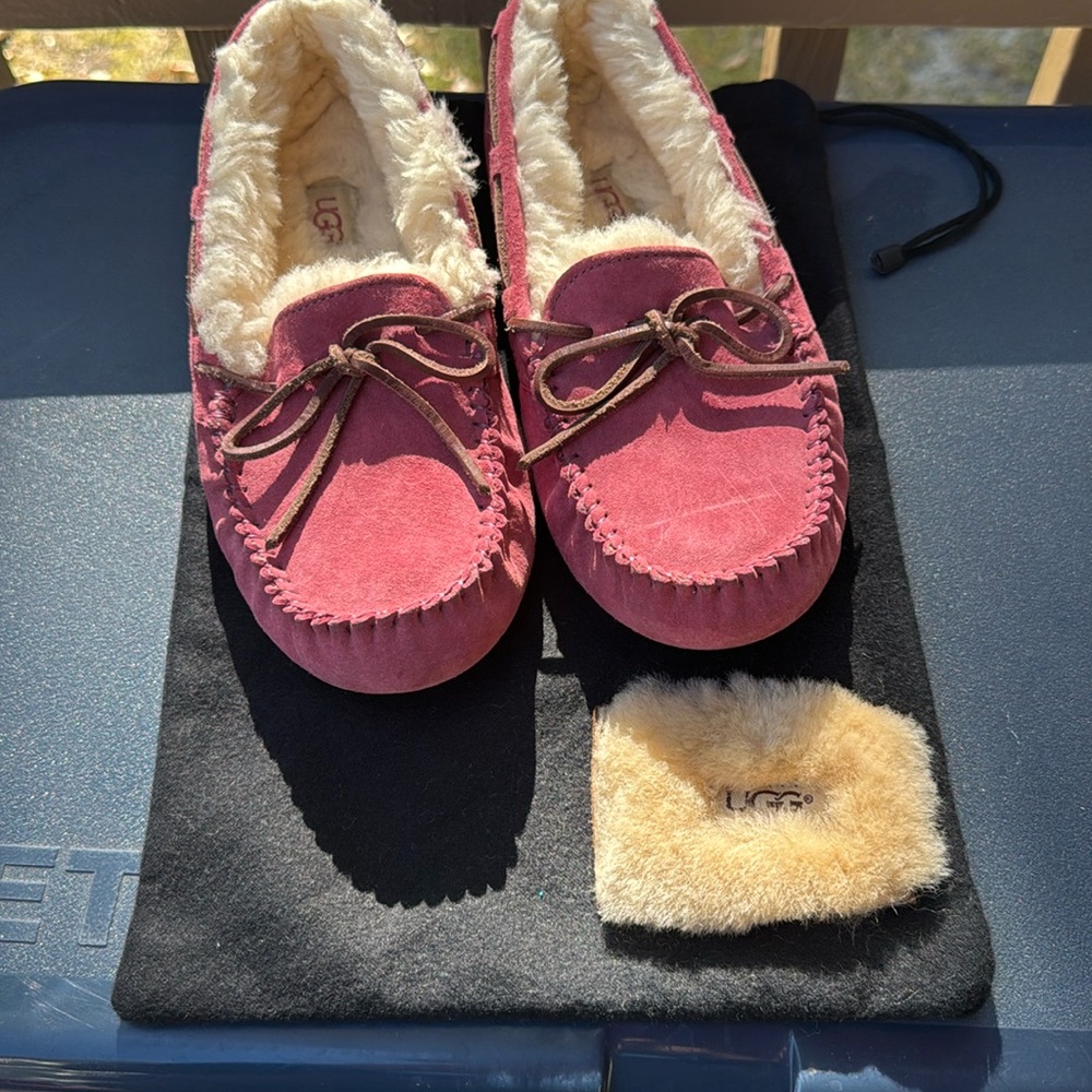 UGG Rose Suede Slippers with Soft Cream Interior